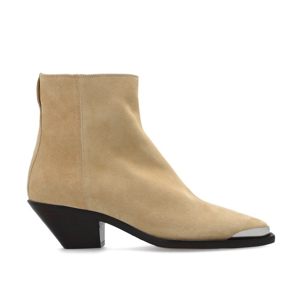 NEW ISABEL MARANT Womens Adnae Suede Leather Ankle Boots Size 41 Toffee Beige - Picture 1 of 16